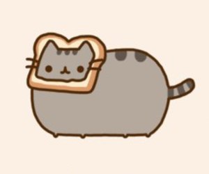Drawing of a cat with bread on its head